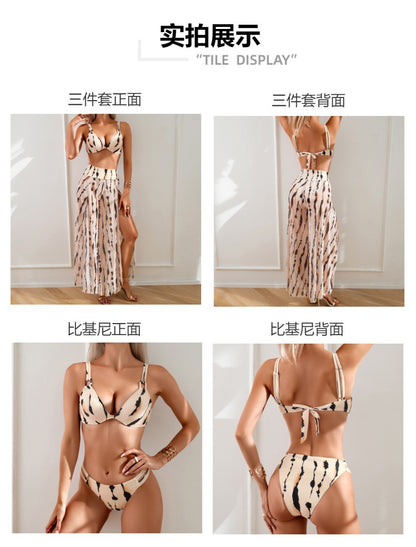 Swimsuit for Women2024New Style European and American Bikini Long Pants Three-Piece Swimsuit
