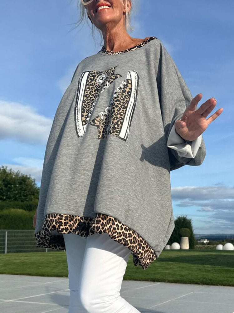 Women Round Neck Leopard Print Loose Casual Suit - Seldom Seen Styles