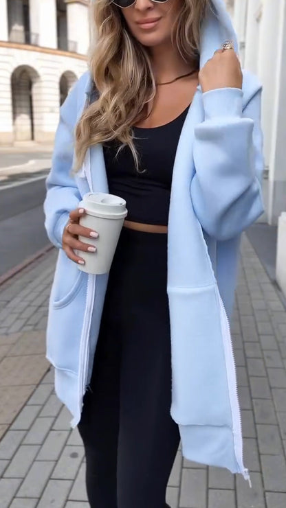 Women Hooded Drawstring Casual Jacket - Seldom Seen Styles