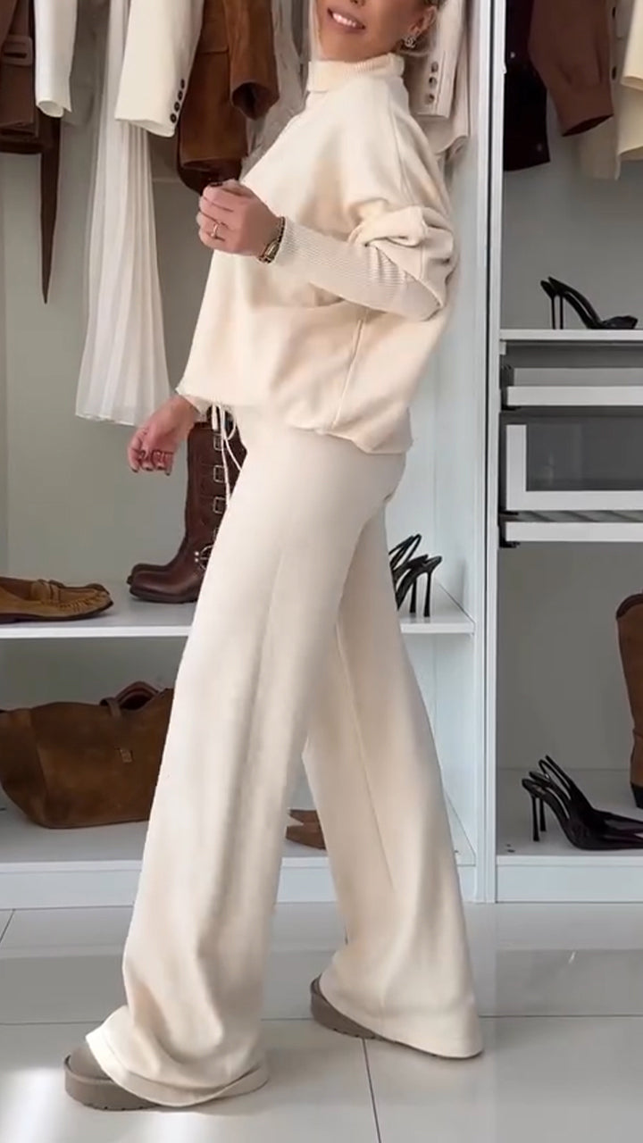 Women Half-high Collar Solid Color Casual Suit - Seldom Seen Styles