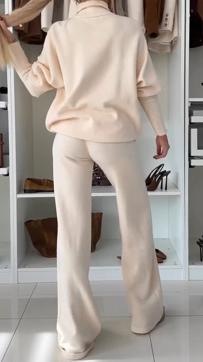 Women Half-high Collar Solid Color Casual Suit - Seldom Seen Styles