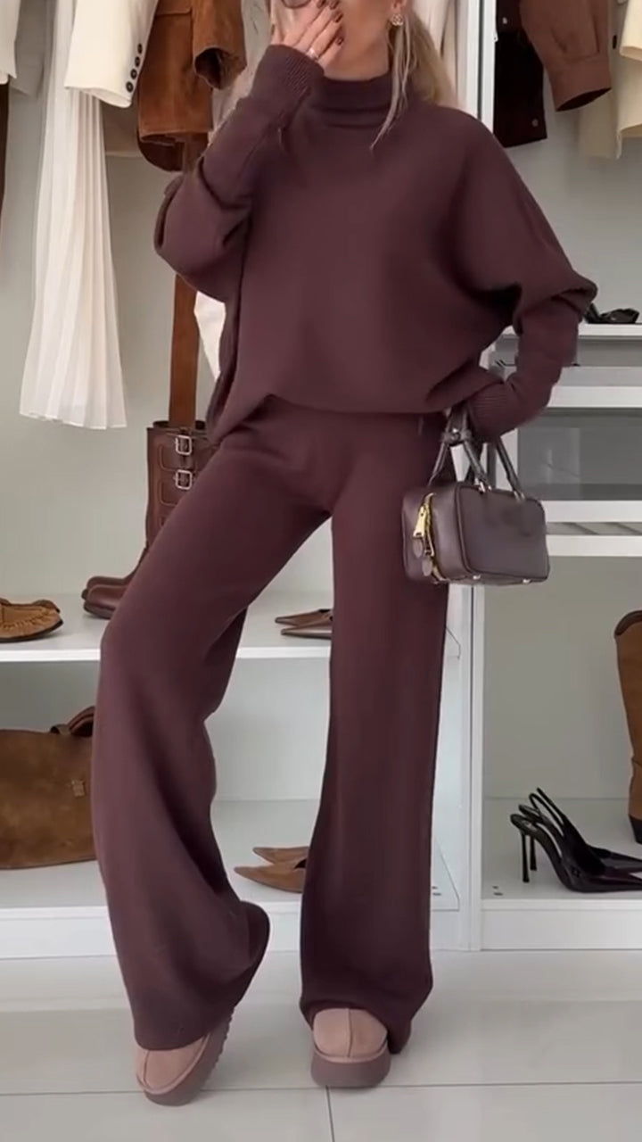 Women Half-high Collar Solid Color Casual Suit - Seldom Seen Styles