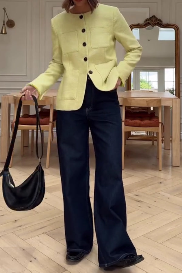 Women Elegant Office Crew Neck Short Jacket - Seldom Seen Styles