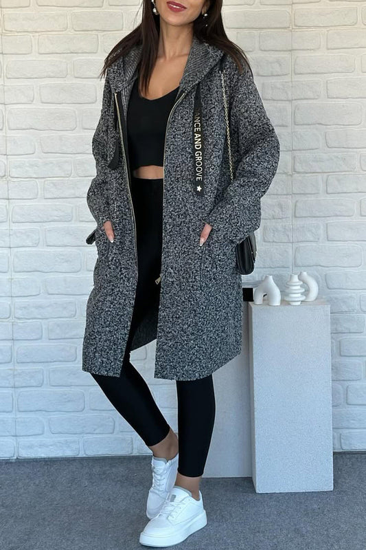 Women Hooded Drawstring Casual Coat - Seldom Seen Styles