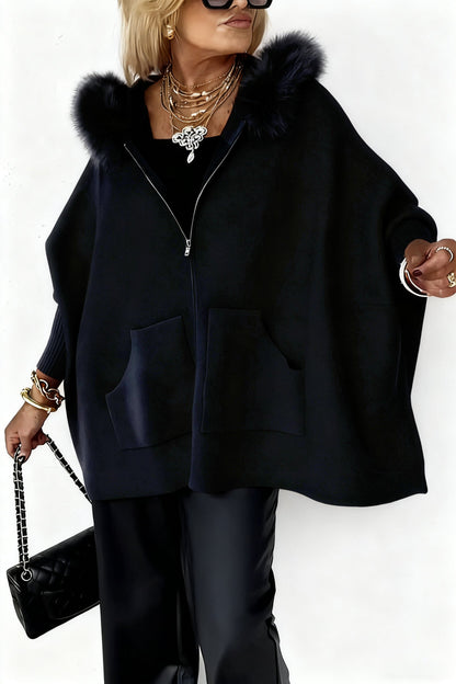 Women Fur Collar Solid Color Casual Jacket - Seldom Seen Styles