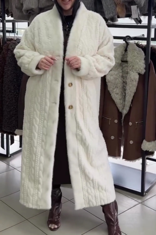 Women Casual Warm Cable-knit Plush Long Cardigan Coat - Seldom Seen Styles