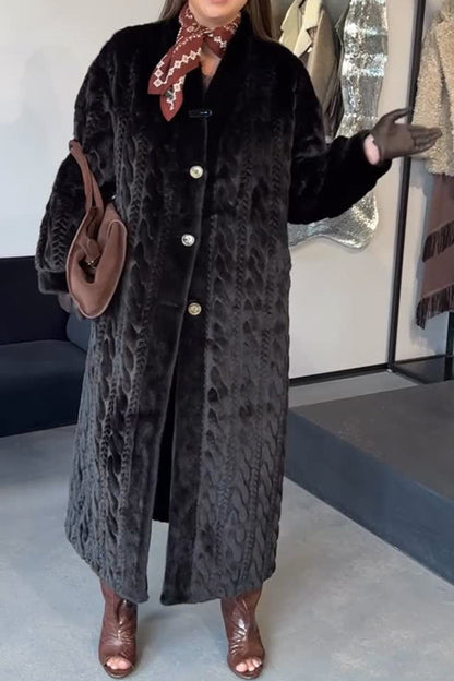 Women Casual Warm Cable-knit Plush Long Cardigan Coat - Seldom Seen Styles