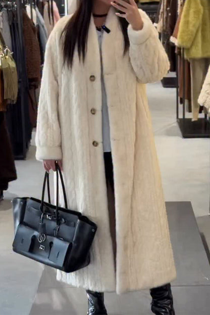 Women Casual Warm Cable-knit Plush Long Cardigan Coat - Seldom Seen Styles