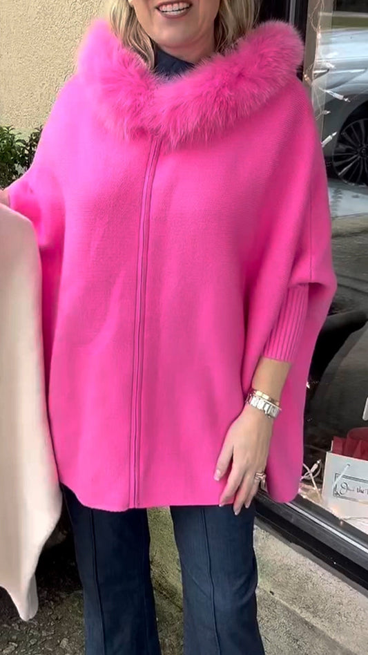 Women Fur Collar Solid Color Casual Coat - Seldom Seen Styles