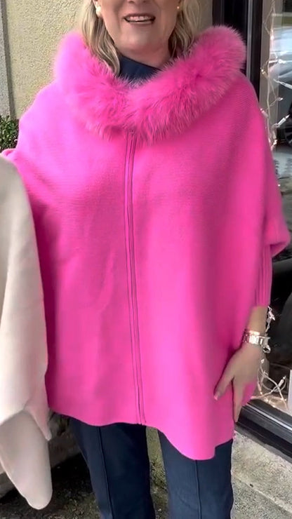 Women Fur Collar Solid Color Casual Coat - Seldom Seen Styles