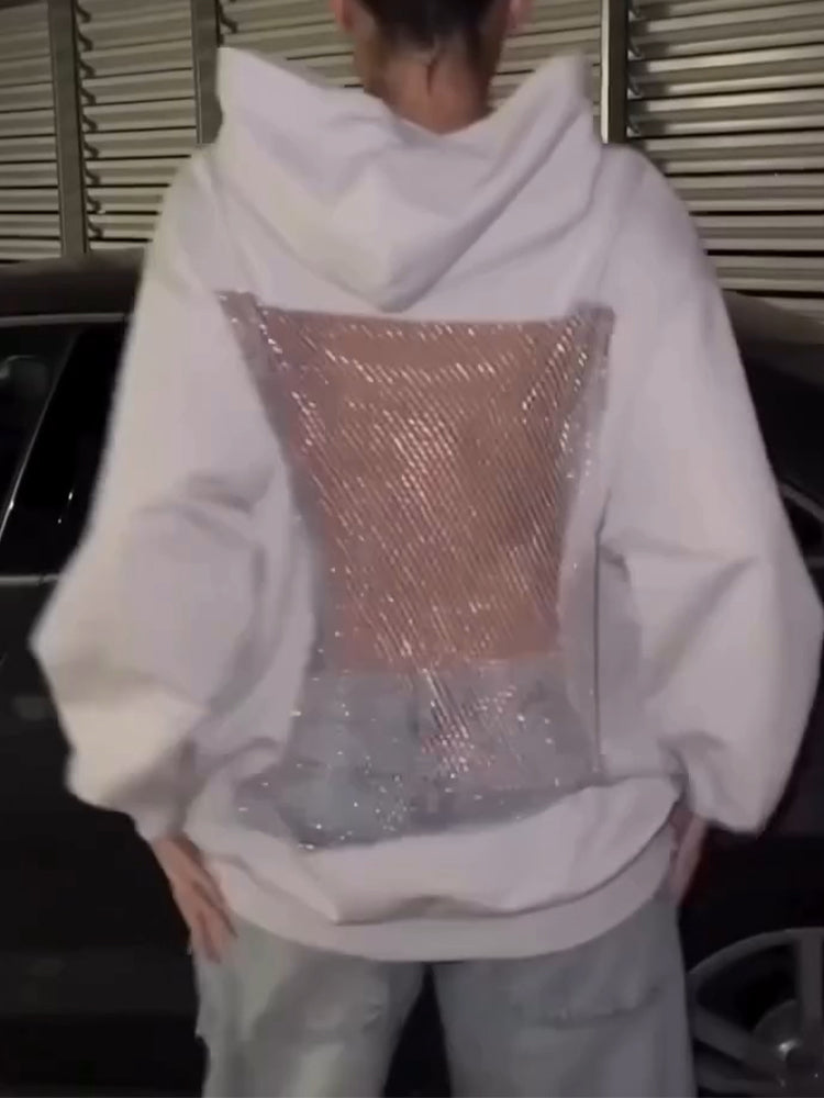 Women Hooded Hollow Mesh Sexy Casual Sweatshirt - Seldom Seen Styles