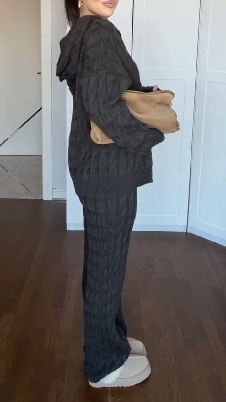 Women Hooded Knitted Casual Suit - Seldom Seen Styles