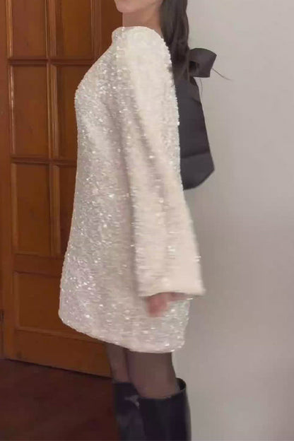 Women Elegant Bow Tie Party Sequin Dress - Seldom Seen Styles