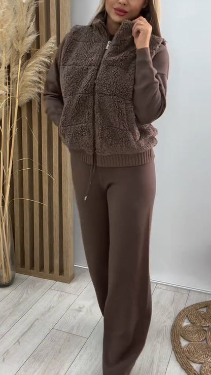 Women Solid Color Casual Three-piece Suit - Seldom Seen Styles