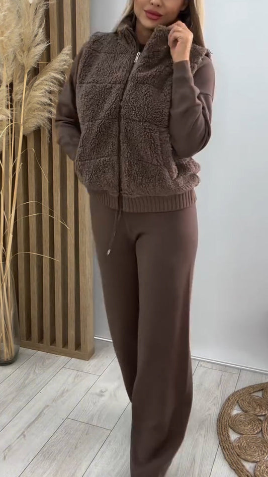 Women Solid Color Casual Three-piece Suit - Seldom Seen Styles