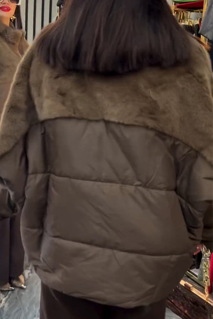 Women Lapel Stitching Casual Plush Coat - Seldom Seen Styles