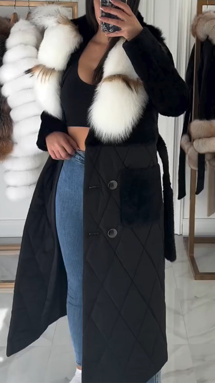 Women Fur Collar Patchwork Casual Coat - Seldom Seen Styles