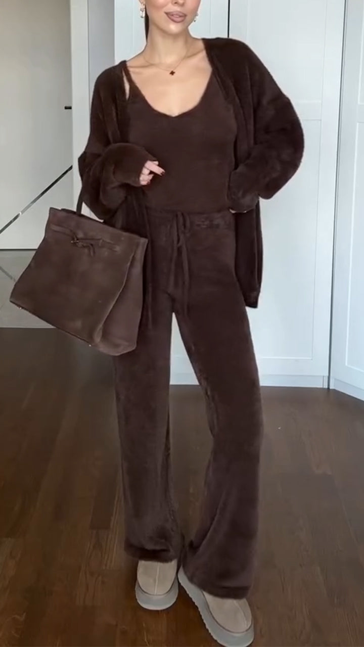 Women Solid Color Casual Three-piece Suit - Seldom Seen Styles