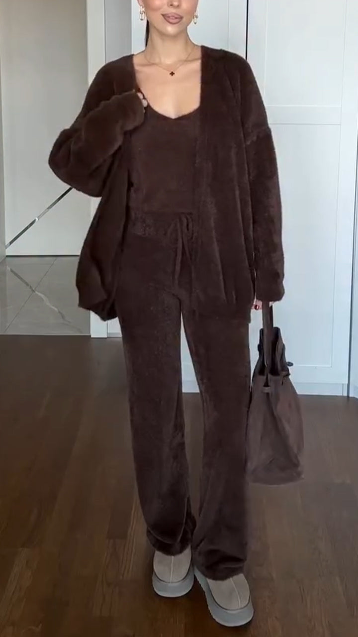 Women Solid Color Casual Three-piece Suit - Seldom Seen Styles