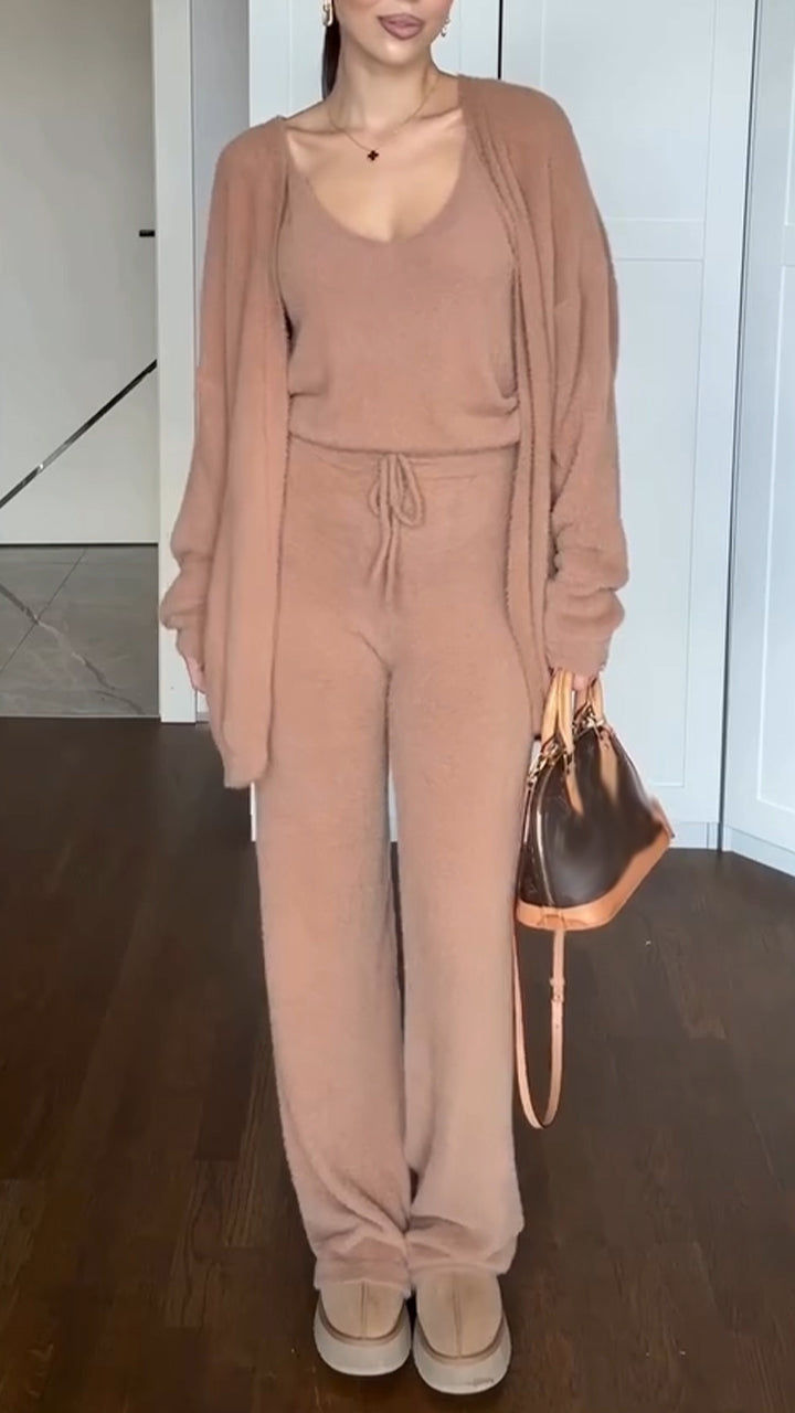 Women Solid Color Casual Three-piece Suit - Seldom Seen Styles