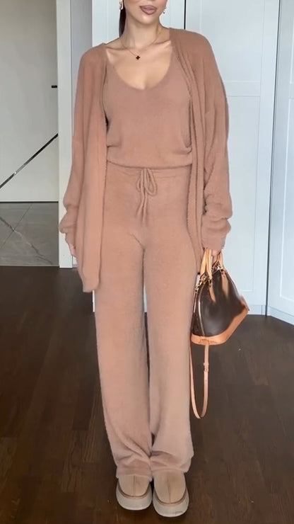 Women Solid Color Casual Three-piece Suit - Seldom Seen Styles