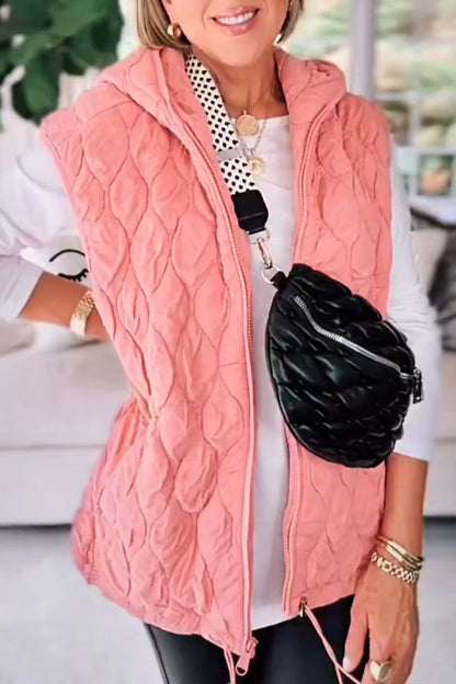 Women Solid Color Hooded Casual Vest - Seldom Seen Styles