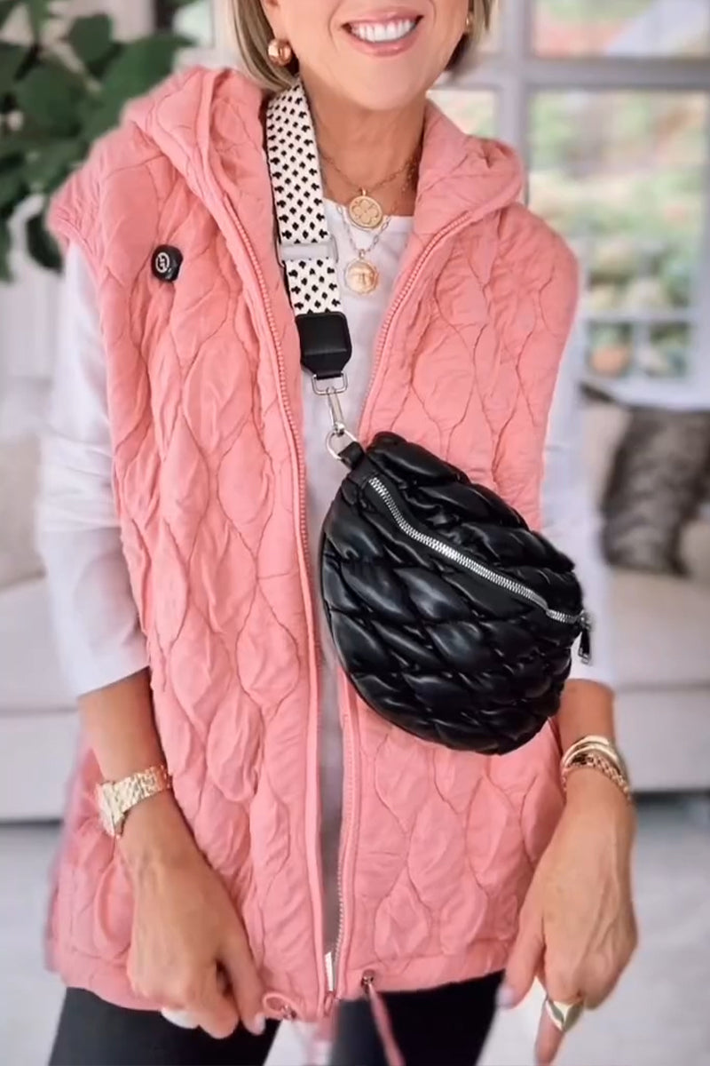 Women Solid Color Hooded Casual Vest - Seldom Seen Styles