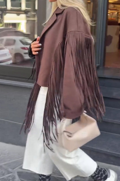 Women Western Tassel Suede Short Jacket - Seldom Seen Styles