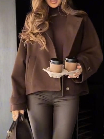Women Lapel Solid Color Temperament Casual Jacket - Seldom Seen Styles