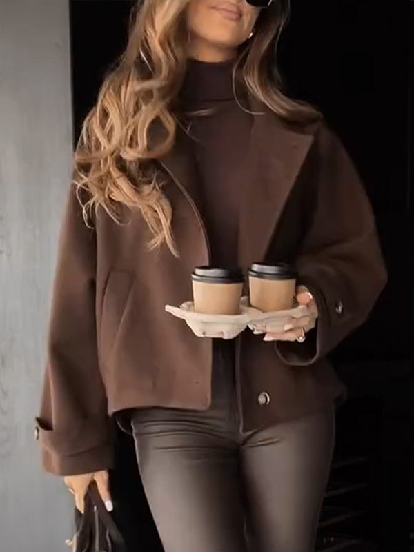 Women Lapel Solid Color Temperament Casual Jacket - Seldom Seen Styles