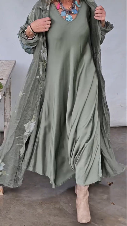 Women Round Neck Solid Color Loose Casual Dress - Seldom Seen Styles