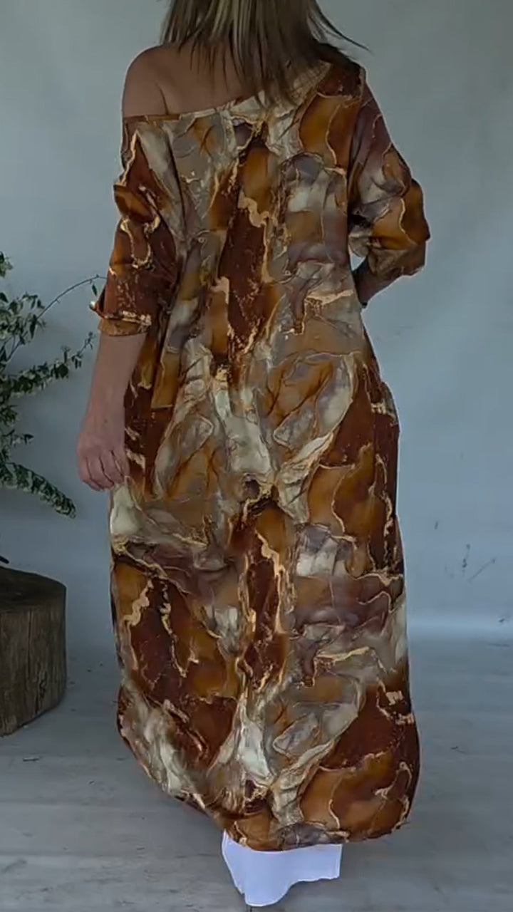 Women Round Neck Printed Irregular Casual Top - Seldom Seen Styles