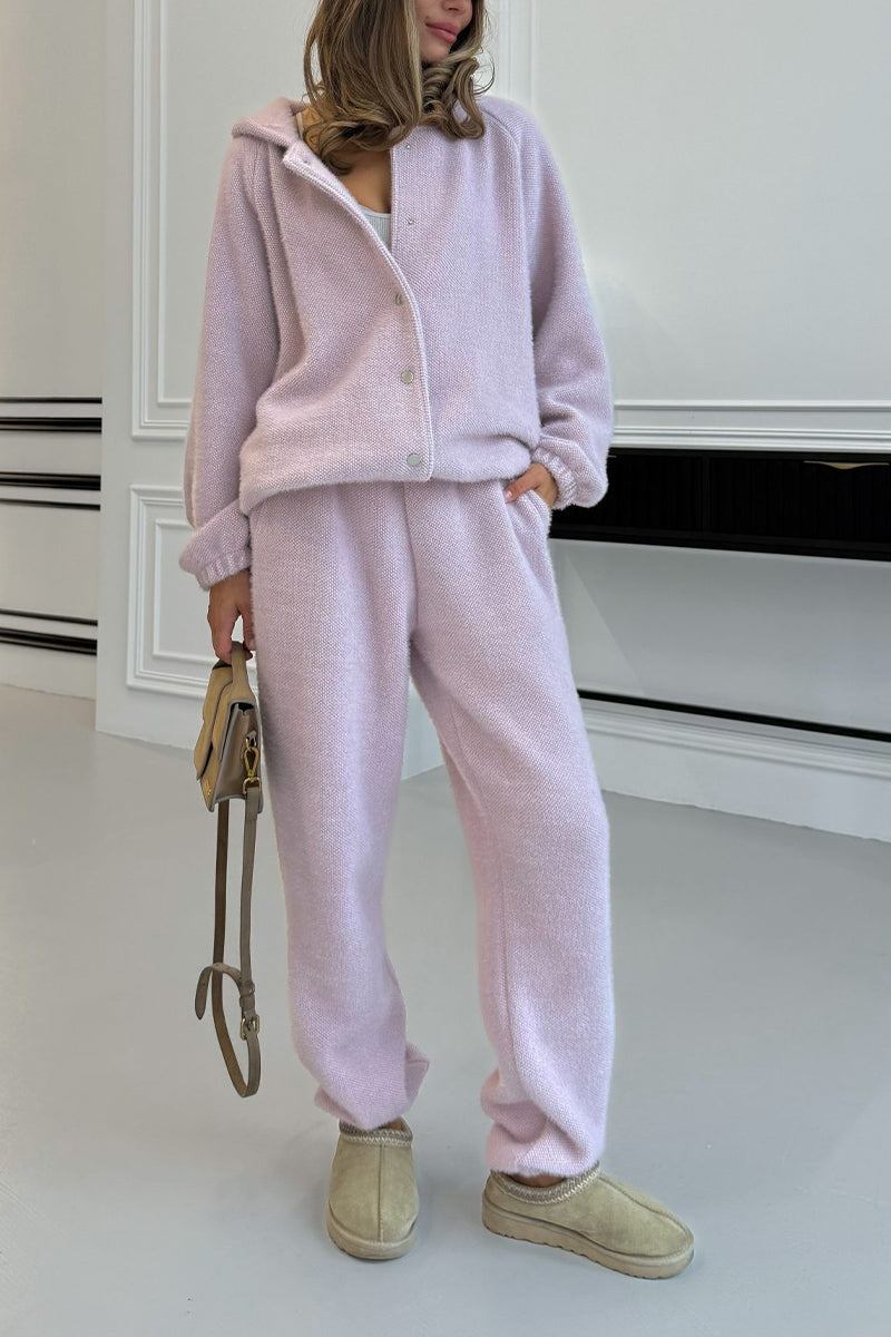 Women Button-down Hooded Jacket + Pants Casual Suit - Seldom Seen Styles