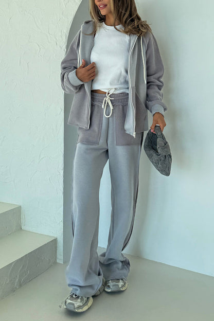 Women Round Neck Hooded Jacket + Pants Casual Suit - Seldom Seen Styles