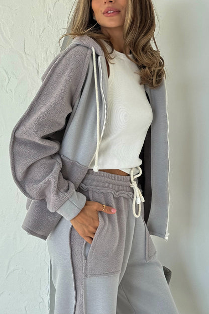 Women Round Neck Hooded Jacket + Pants Casual Suit - Seldom Seen Styles