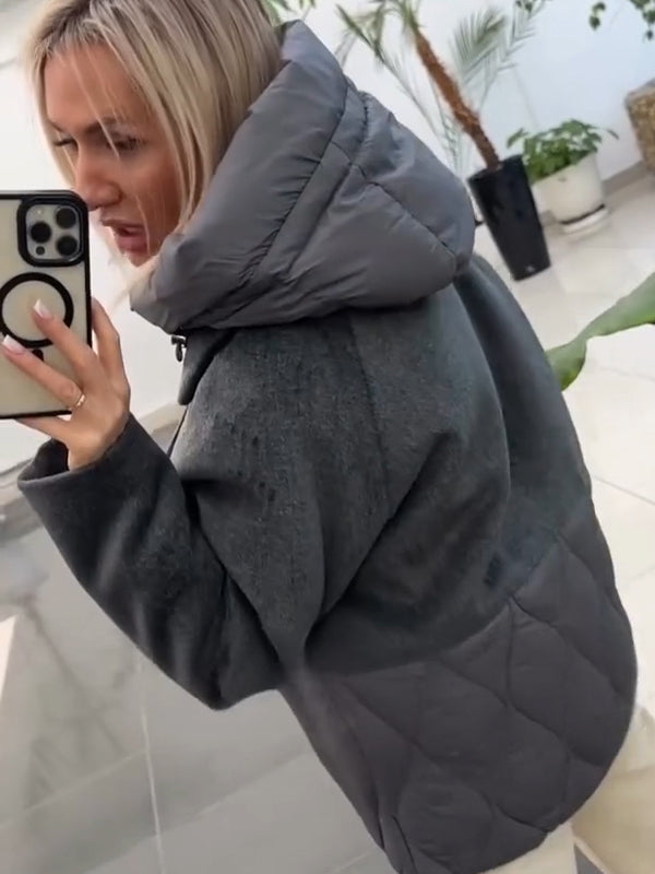 Women Lapel Splicing Fake Two-piece Casual Coat - Seldom Seen Styles