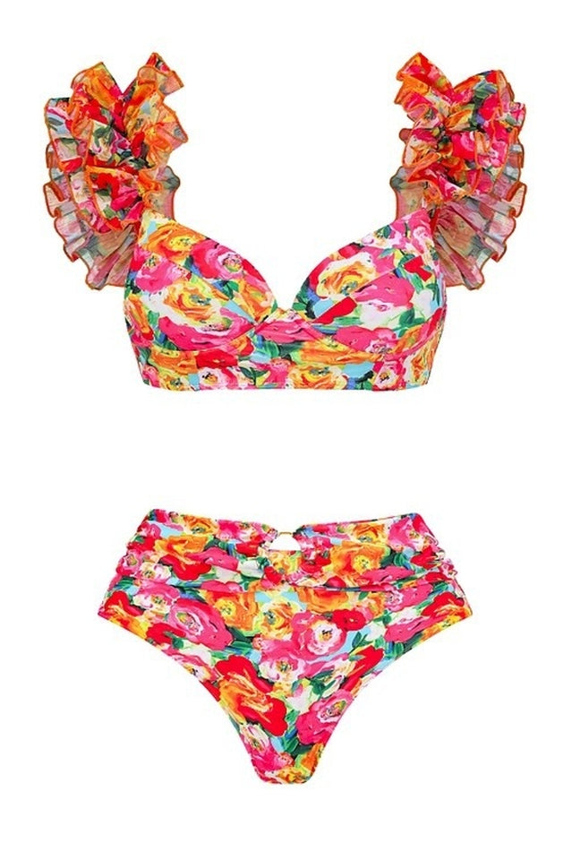 3D Floral Print Swimsuit & Skirt Set - Seldom Seen Styles