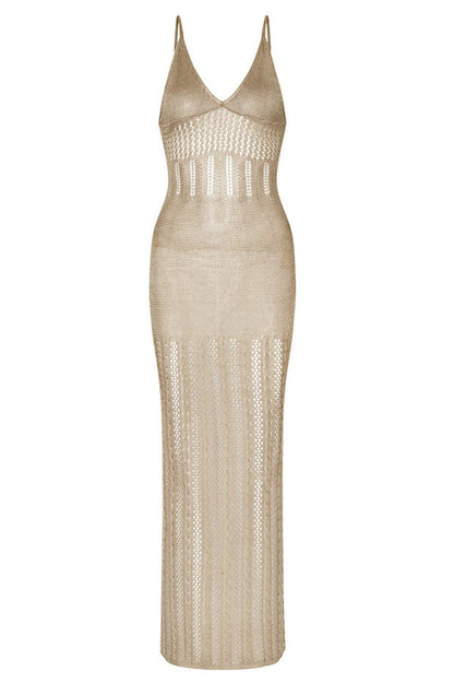 Knitted Cutout V Neck Cover Up Dress - Seldom Seen Styles