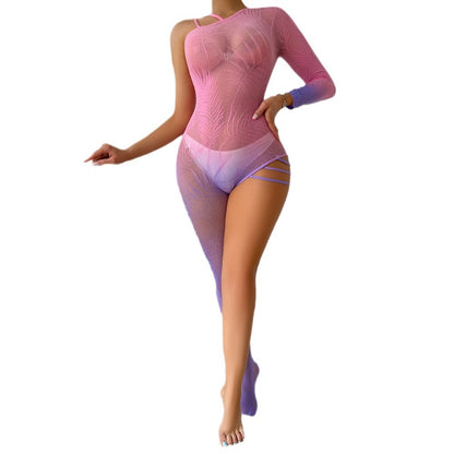 Sexy Lingerie Sexy One-piece Mesh Top Hot-selling Gradient Color Hollow Out See-through Passion - Seldom Seen Styles