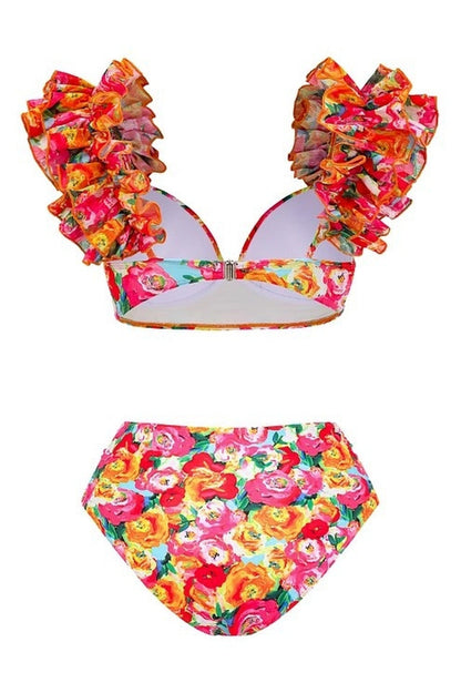 3D Floral Print Swimsuit & Skirt Set - Seldom Seen Styles