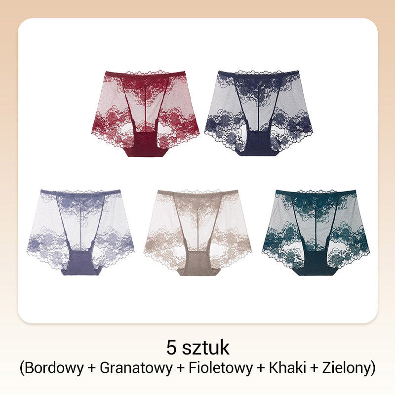 Damskie ręcznie robione bokserki z koronką o wysokim stanie