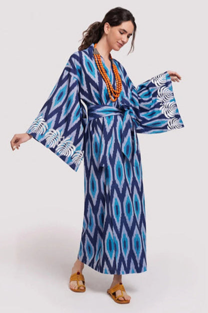 Brigitte One Of A Kind Ikat Maxi Kimono - Seldom Seen Styles