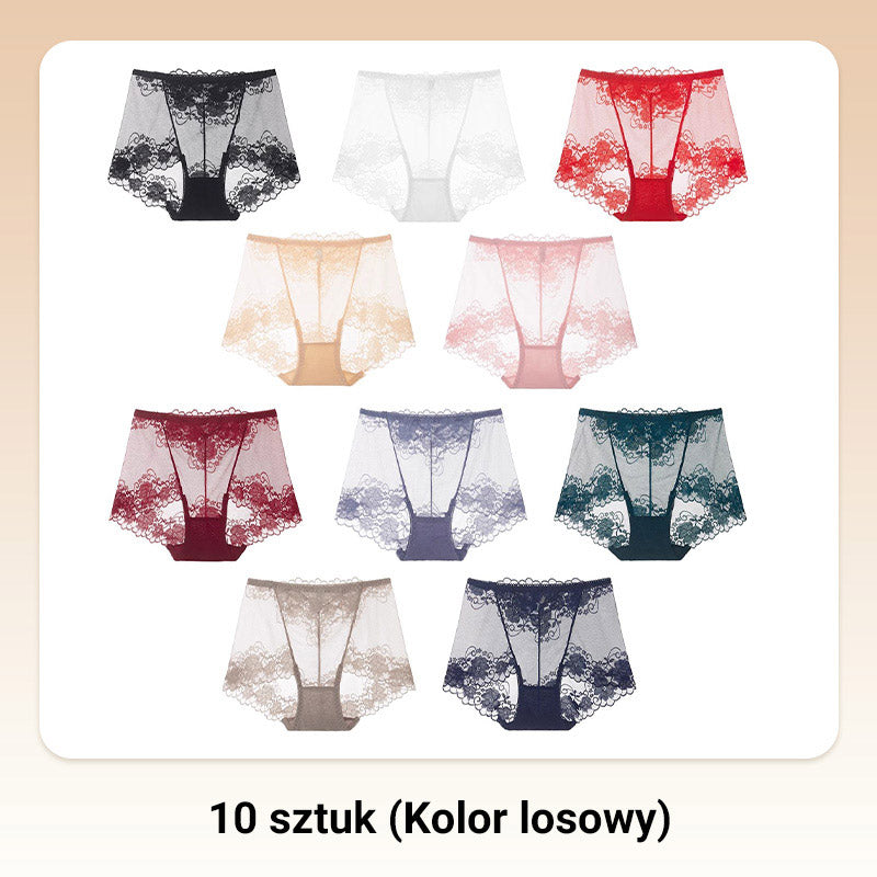 Damskie ręcznie robione bokserki z koronką o wysokim stanie