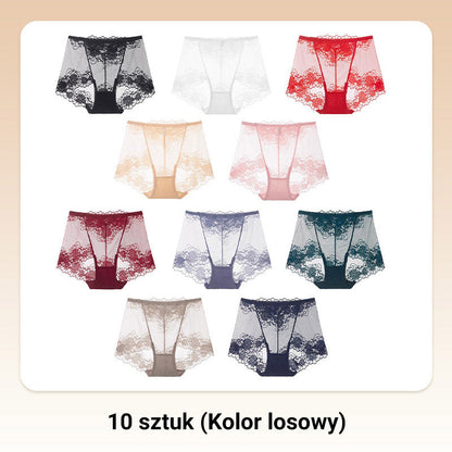 Damskie ręcznie robione bokserki z koronką o wysokim stanie