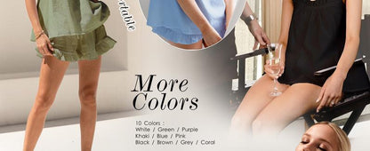 Womens Pajamas Set 2 Piece Ruffle Pj Soft Tank Top and Shorts Sleepwear Set Bridal Pajama for Women Set - Seldom Seen Styles