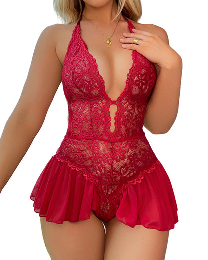 sexy hollow lace see-through straps crotchless Teddies&Bodysuits - Seldom Seen Styles