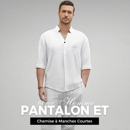 Ensemble deux pièces en coton pour hommes : haut et pantalon Livraison gratuite