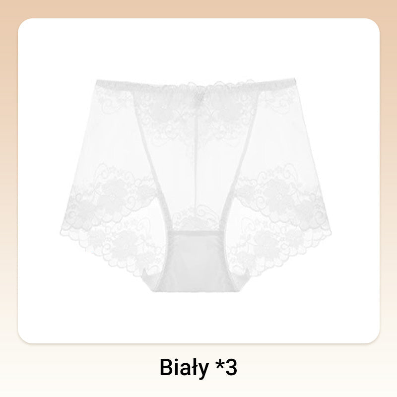 Damskie ręcznie robione bokserki z koronką o wysokim stanie