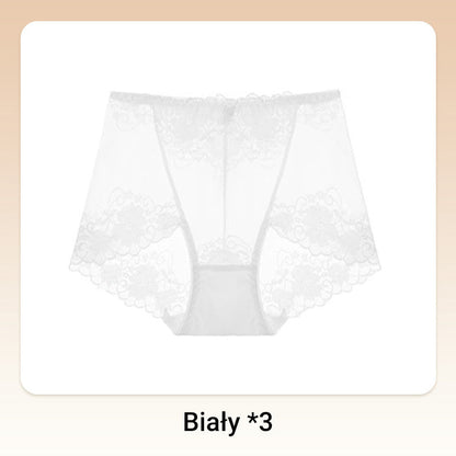 Damskie ręcznie robione bokserki z koronką o wysokim stanie