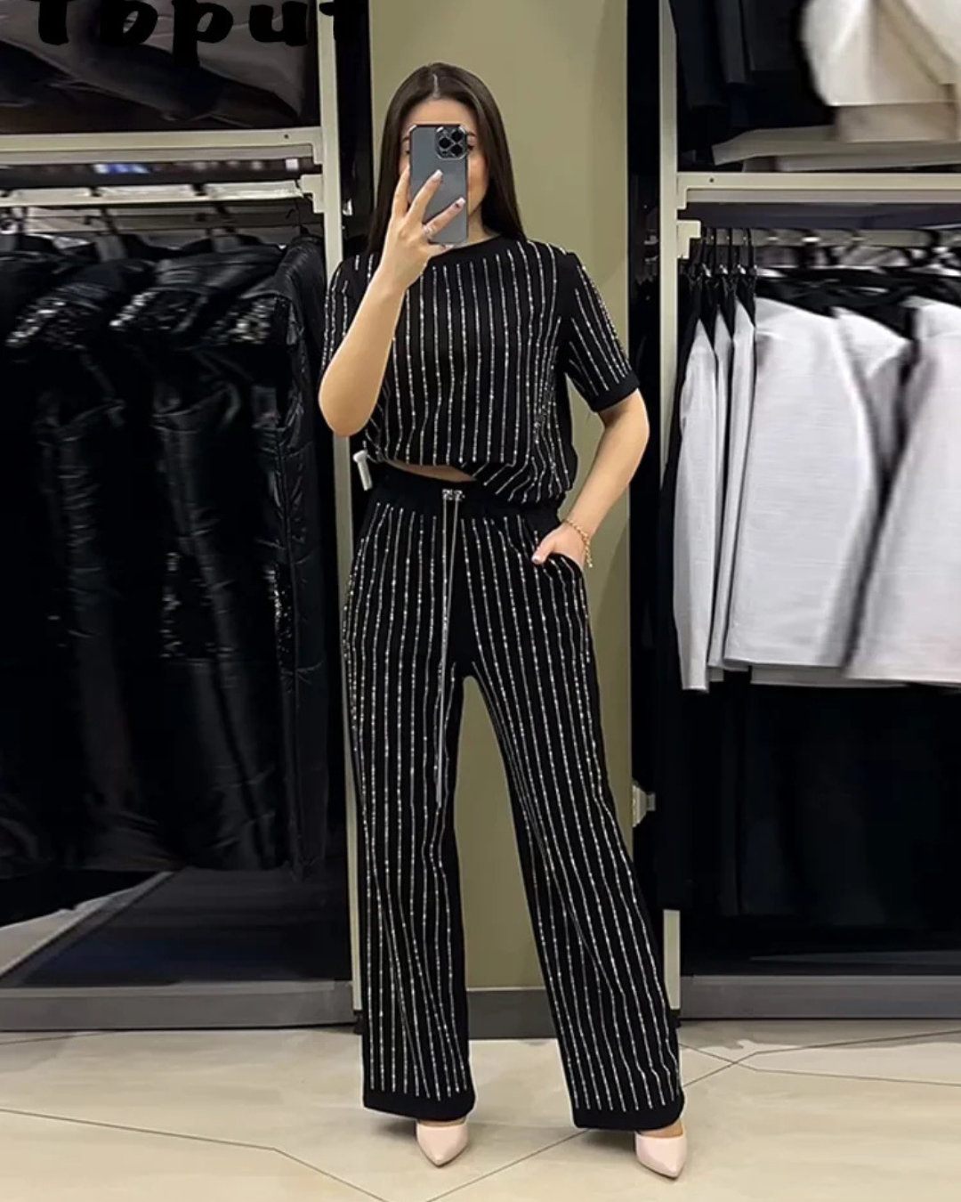 Conjunto casual de dos piezas con pantalones y camisa de manga corta para mujer - Seldom Seen Styles